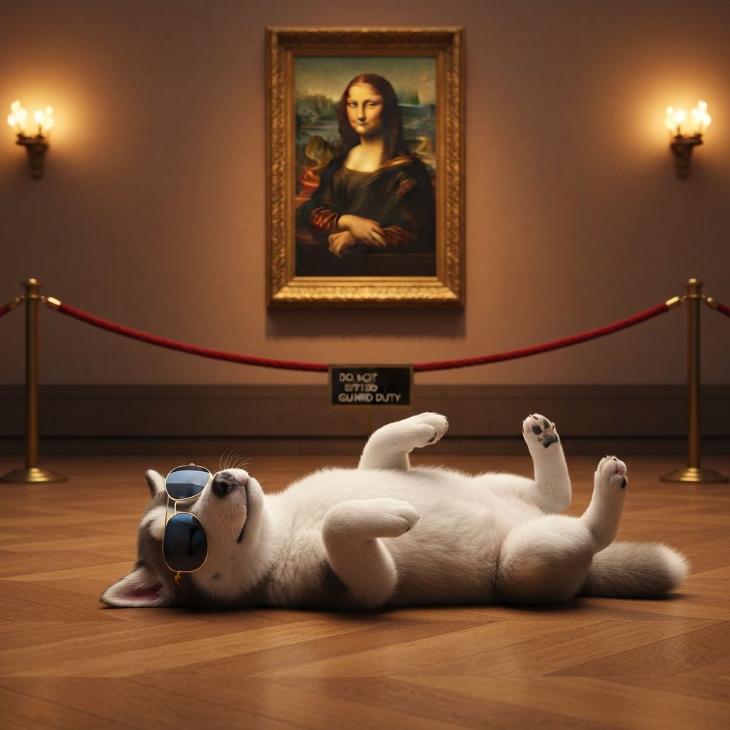 Guard dog at The Louvre
